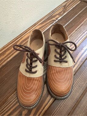 Vintage Fluevog Nicholas w/ Angel Souls - Root dyed, Tan & Cream